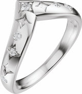 14K White Gold 1/8 CTW Natural Diamond Contour Band