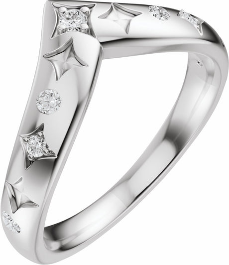 14K White Gold 1/8 CTW Natural Diamond Contour Band