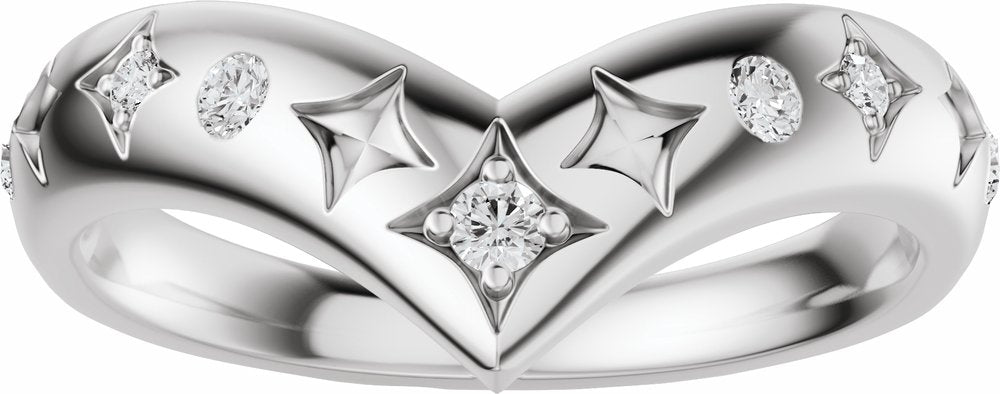 14K White Gold 1/8 CTW Natural Diamond Contour Band
