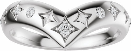 14K White Gold 1/8 CTW Natural Diamond Contour Band