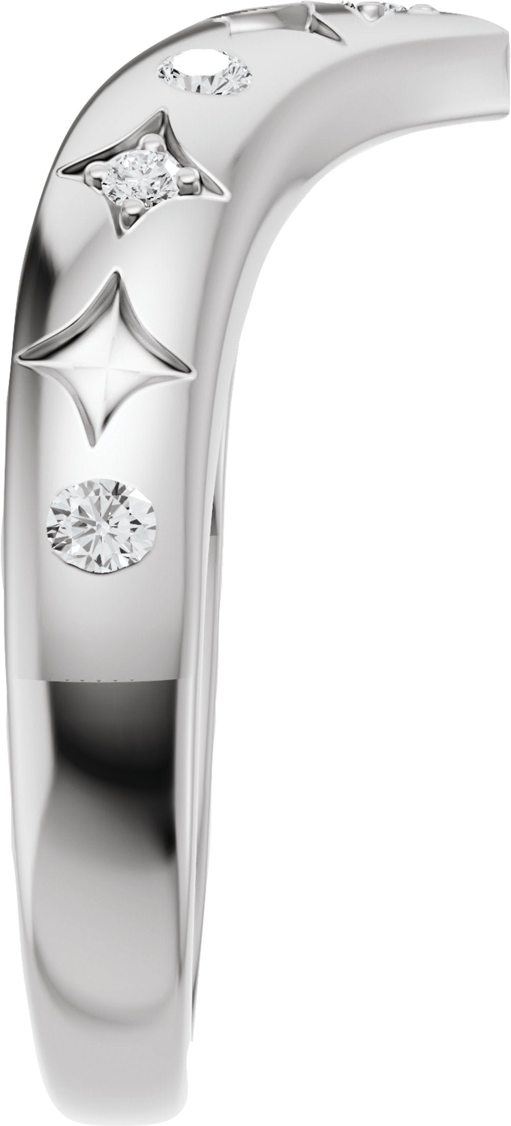14K White Gold 1/8 CTW Natural Diamond Contour Band
