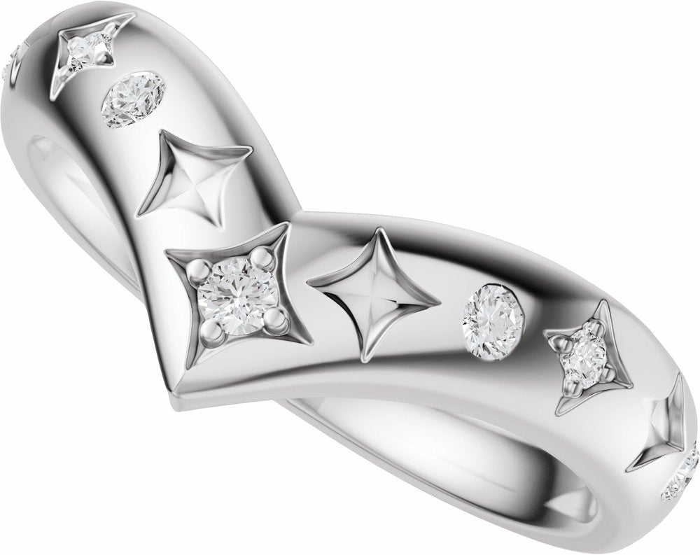 14K White Gold 1/8 CTW Natural Diamond Contour Band