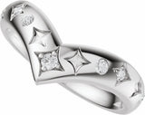 14K White Gold 1/8 CTW Natural Diamond Contour Band