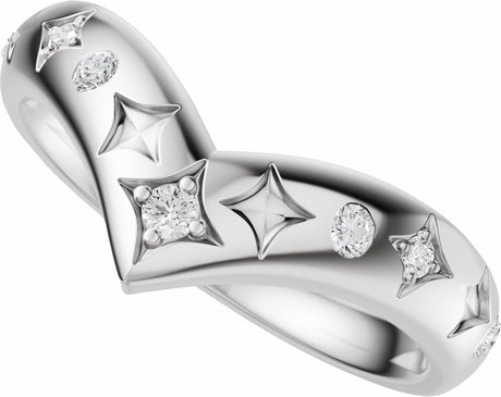 14K White Gold 1/8 CTW Natural Diamond Contour Band