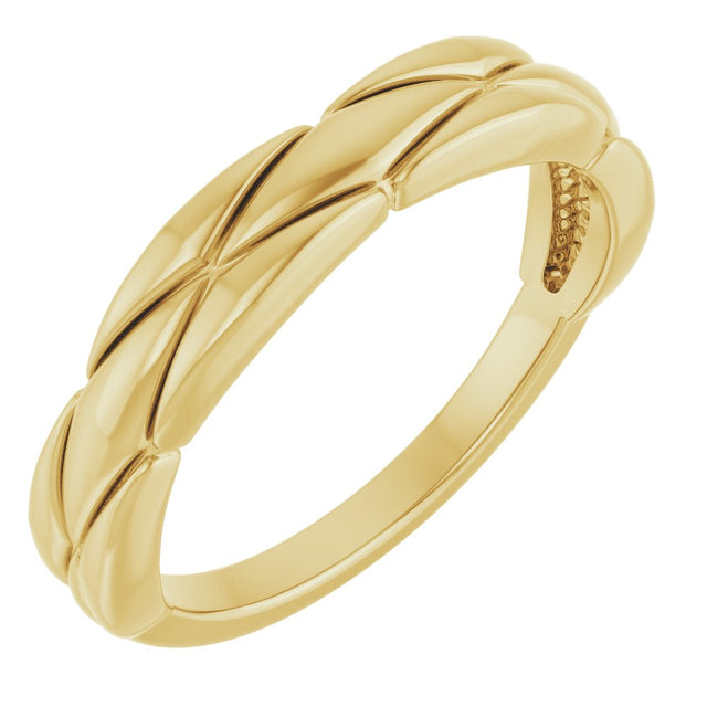 14K Yellow Gold 4 mm Grooved Band