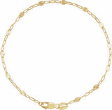 14K Yellow Gold-Filled 2.5 mm Light Paperclip-Style Starburst Mirror 7" Chain
