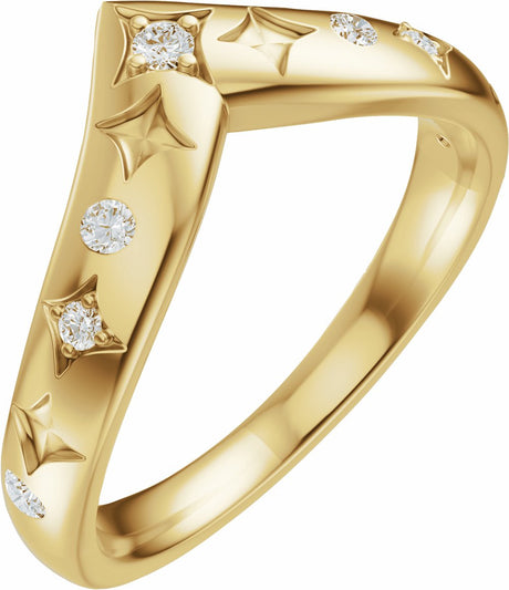 14K Yellow Gold 1/8 CTW Natural Diamond Contour Band