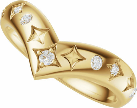 14K Yellow Gold 1/8 CTW Natural Diamond Contour Band