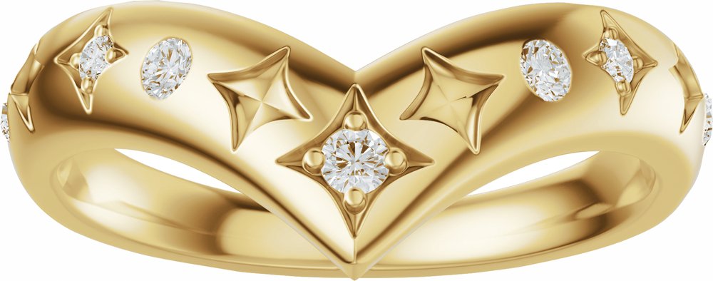 14K Yellow Gold 1/8 CTW Natural Diamond Contour Band