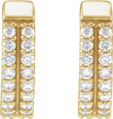 14K Yellow Gold 1/4 CTW Natural Diamond Double-Row 12 mm Hoop Earrings