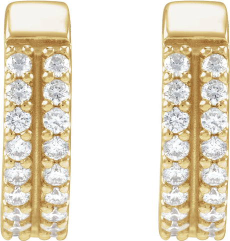 14K Yellow Gold 1/4 CTW Natural Diamond Double-Row 12 mm Hoop Earrings