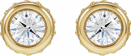 14K Yellow Gold 1 1/8 CTW Lab-Grown Diamond Hidden Halo-Style Stud Earrings