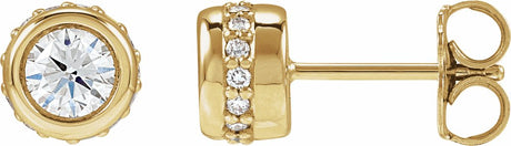 14K Yellow Gold 1 1/8 CTW Lab-Grown Diamond Hidden Halo-Style Stud Earrings