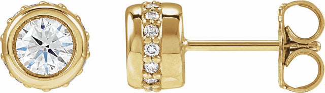 14K Yellow Gold 1 1/8 CTW Lab-Grown Diamond Hidden Halo-Style Stud Earrings