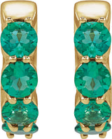 14K Yellow Gold Lab-Grown Emerald 14.3 mm Hoop Earrings