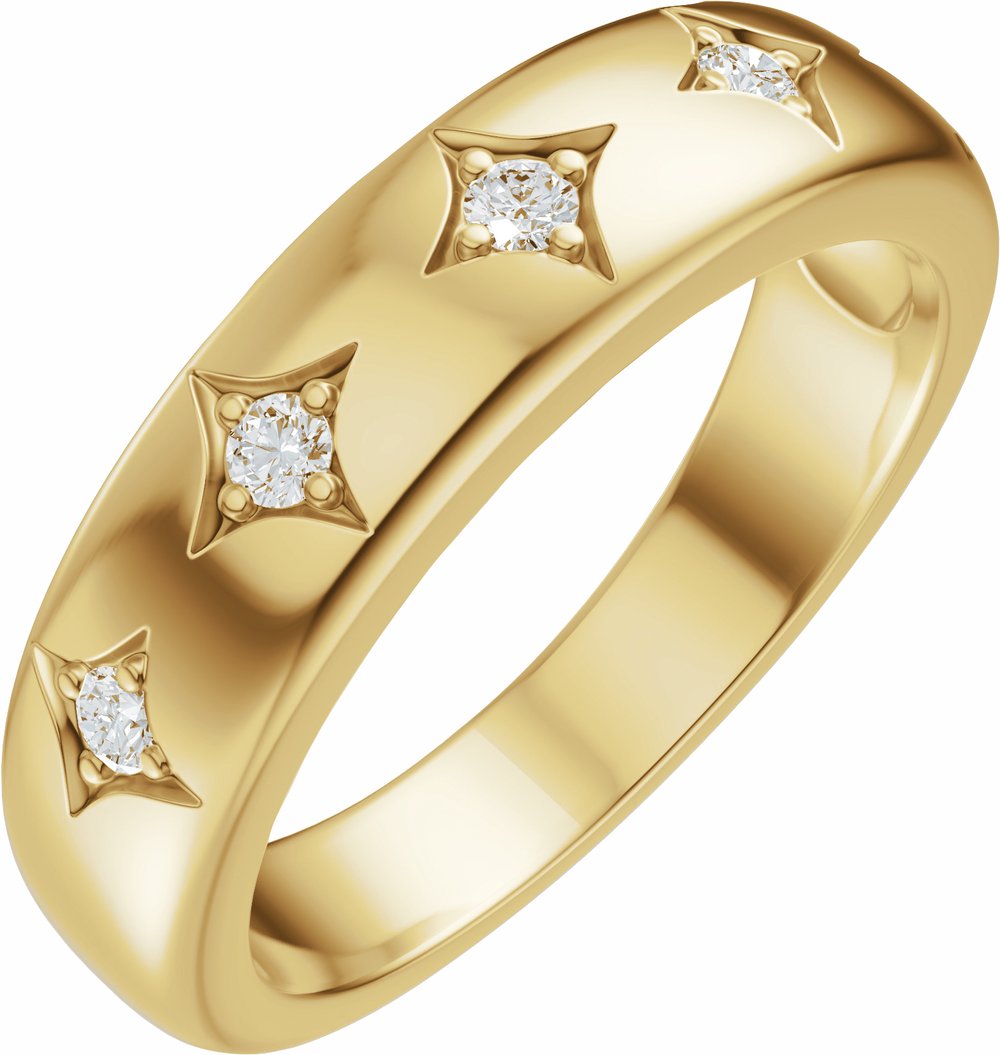 14K Yellow Gold 1/10 CTW Natural Diamond Anniversary Band