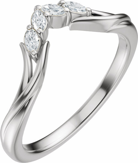 14K White Gold 1/8 CTW Natural Diamond Contour Band 