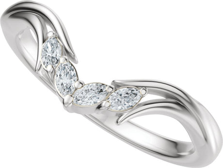 14K White Gold 1/8 CTW Natural Diamond Contour Band 