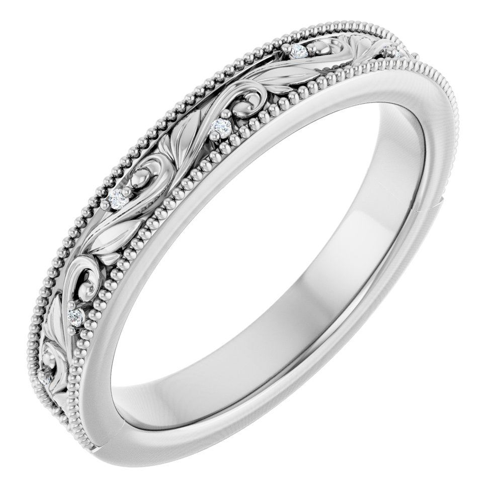 14K White Gold .02 CTW Natural Diamond Band Size 7