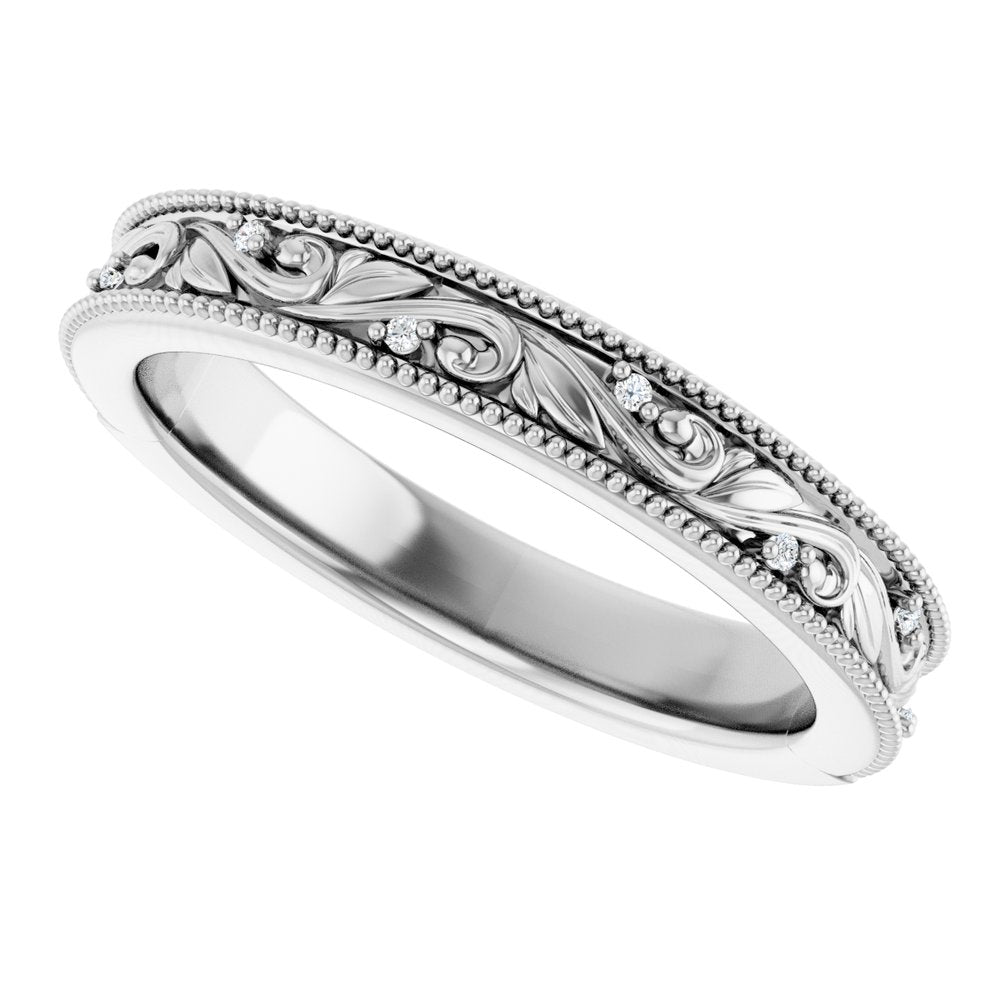 14K White Gold .02 CTW Natural Diamond Band Size 7