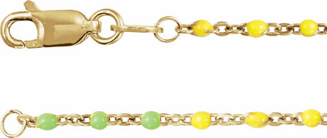14K Yellow Gold-Filled 1.7 mm Multicolor Enamel Bead Cable 24" Chain