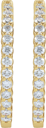 14K Yellow 5 CTW Lab-Grown Diamond Inside-Outside Hinged 37.8 mm Hoop Earrings