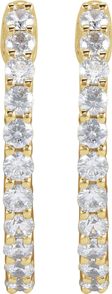 14K Yellow Gold 3/4 CTW Lab-Grown Diamond Inside-Outside Hinged 17.2 mm Hoop Earrings