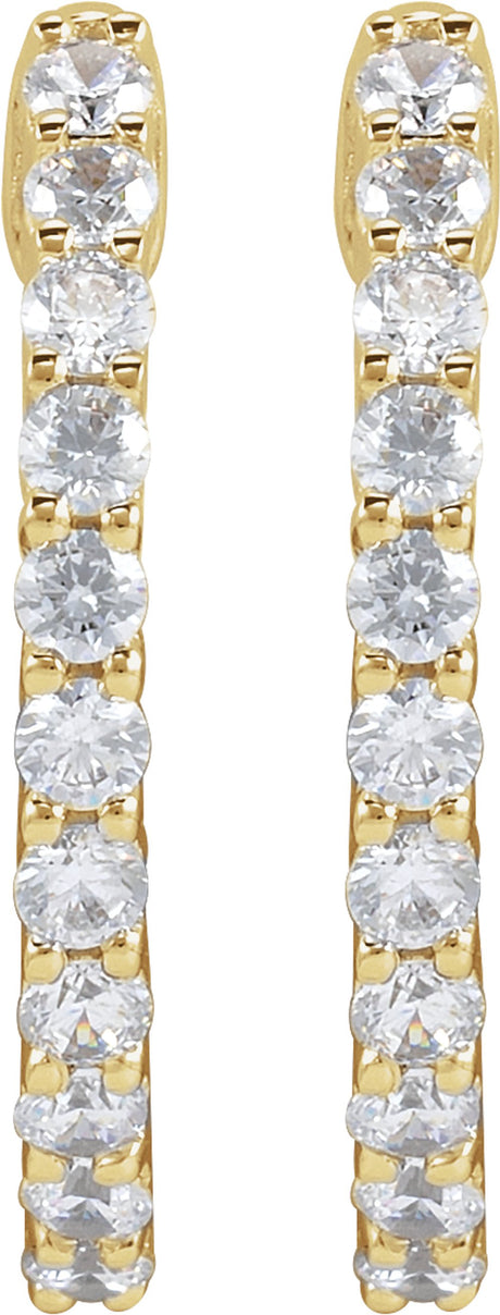 14K Yellow Gold 3/4 CTW Lab-Grown Diamond Inside-Outside Hinged 17.2 mm Hoop Earrings