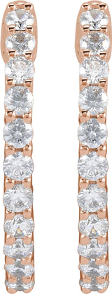14K Rose 3/4 CTW Lab-Grown Diamond Inside-Outside Hinged 17.2 mm Hoop Earrings