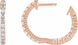 14K Rose 3/4 CTW Lab-Grown Diamond Inside-Outside Hinged 17.2 mm Hoop Earrings