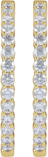 14K Yellow Gold 4 CTW Lab-Grown Diamond Inside-Outside Hinged 36 mm Hoop Earrings
