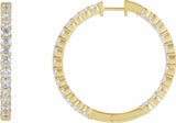 14K Yellow Gold 4 CTW Lab-Grown Diamond Inside-Outside Hinged 36 mm Hoop Earrings
