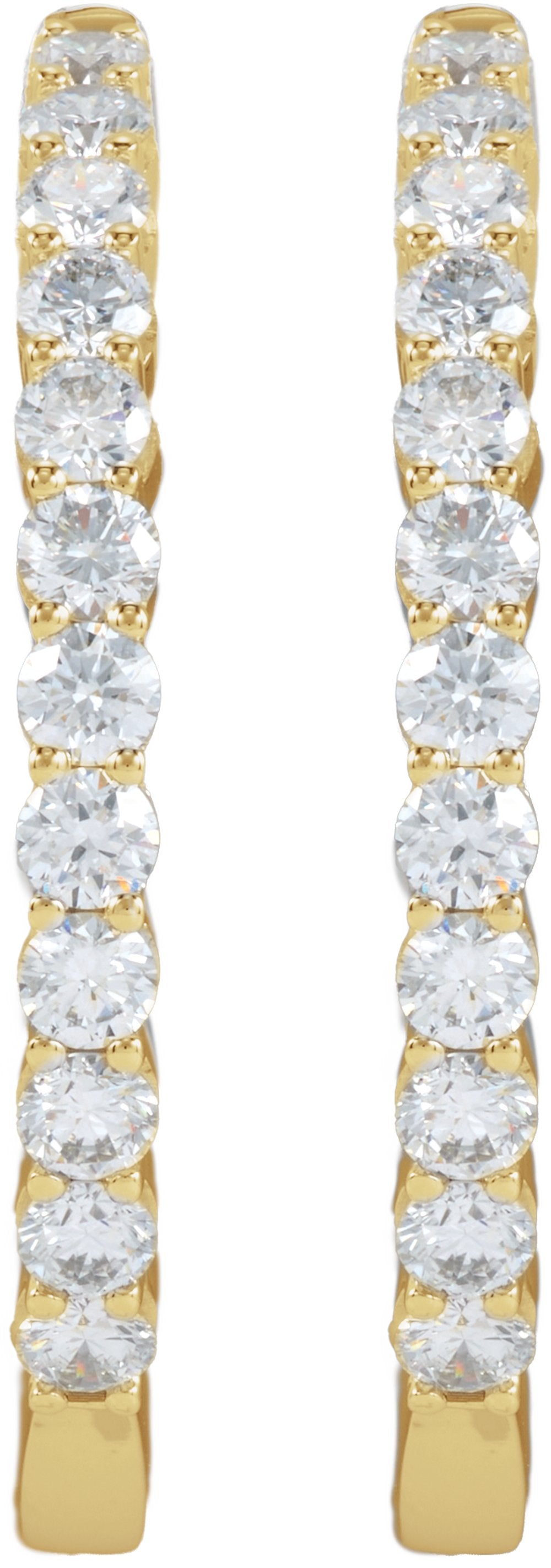 14K Yellow Gold 3 CTW Lab-Grown Diamond Inside-Outside Hinged 30 mm Hoop Earrings