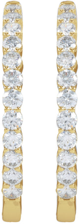 14K Yellow Gold 3 CTW Lab-Grown Diamond Inside-Outside Hinged 30 mm Hoop Earrings