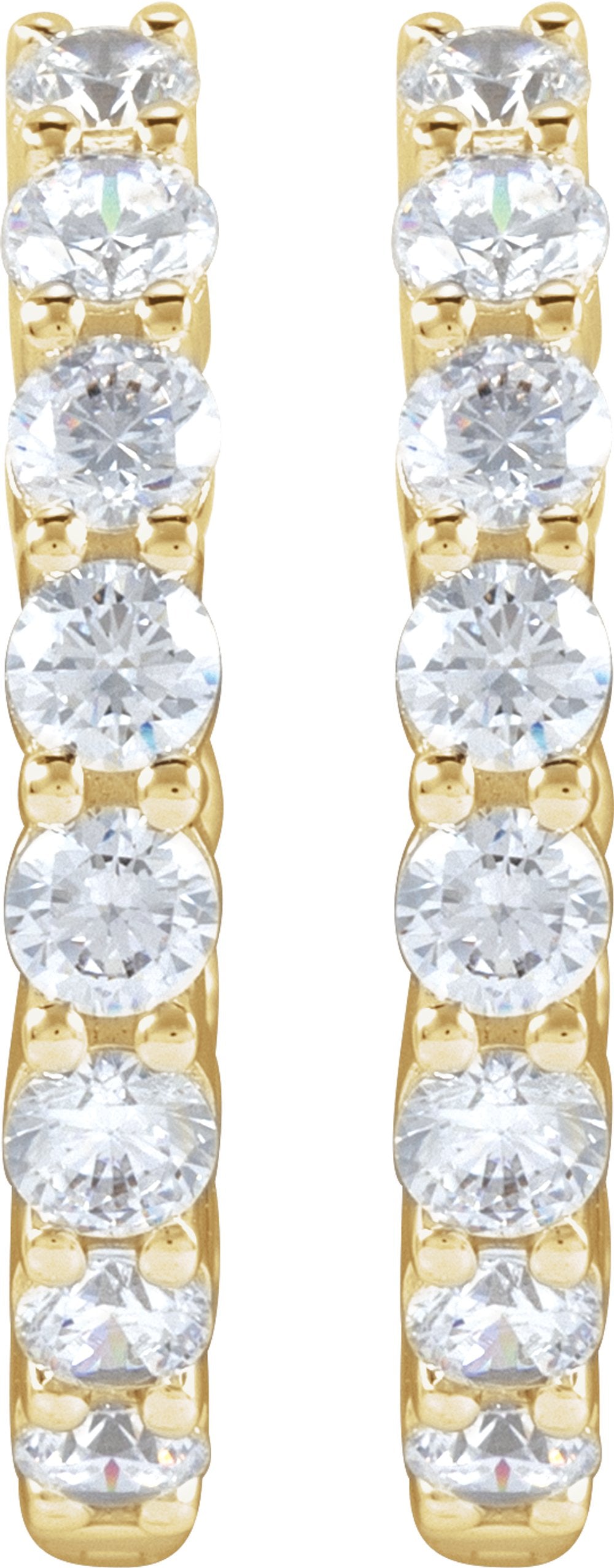 14K Yellow Gold 2 CTW Lab-Grown Diamond Inside-Outside Hinged 20 mm Hoop Earrings