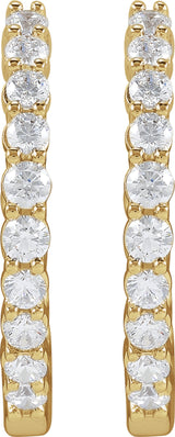 14K Yellow Gold 1 CTW Natural Diamond Inside-Outside Hinged 19.3 mm Hoop Earrings