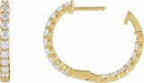 14K Yellow Gold 1 CTW Natural Diamond Inside-Outside Hinged 19.3 mm Hoop Earrings