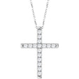 14K White Gold 1/2 CTW Lab-Grown Diamond French-Set Cross 16-18" Necklace