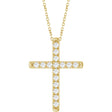 14K Yellow Gold 1/2 CTW Lab-Grown Diamond French-Set Cross 16-18" Necklace