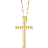 14K Yellow Gold 1/2 CTW Natural Diamond French-Set Cross 16-18" Necklace