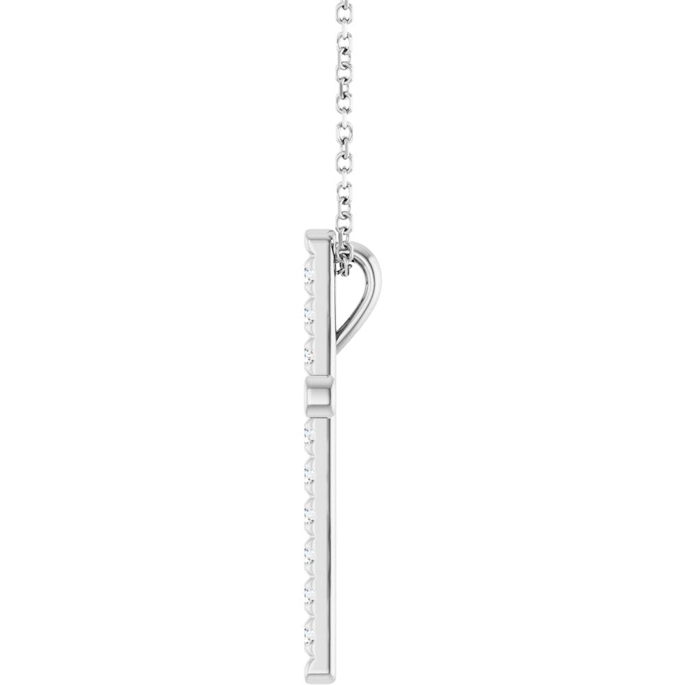 14K White Gold 1/2 CTW Lab-Grown Diamond French-Set Cross 16-18" Necklace