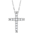 14K White Gold 1/5 CTW Lab-Grown Diamond French-Set Cross 16-18" Necklace
