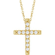 14K Yellow 1/4 CTW Lab-Grown Diamond French-Set Cross 16-18" Necklace