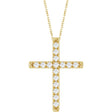 14K Yellow Gold 1 CTW Lab-Grown Diamond French-Set Cross 16-18" Necklace