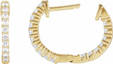 14K Yellow Gold 1/2 CTW Lab-Grown Diamond Inside-Outside Hinged 14.5 mm Hoop Earrings