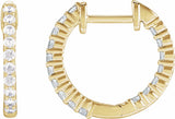 14K Yellow Gold 1/2 CTW Lab-Grown Diamond Inside-Outside Hinged 14.5 mm Hoop Earrings