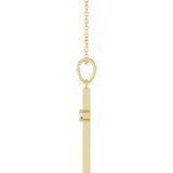 14K Yellow Gold .06 CT Natural Diamond Cross 16-18" Necklace