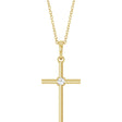 14K Yellow Gold .06 CT Natural Diamond Cross 16-18" Necklace 