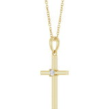14K Yellow Gold .06 CT Natural Diamond Cross 16-18" Necklace