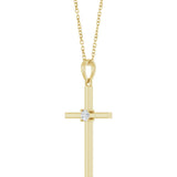 14K Yellow 1/10 CT Natural Diamond Cross 16-18" Necklace
